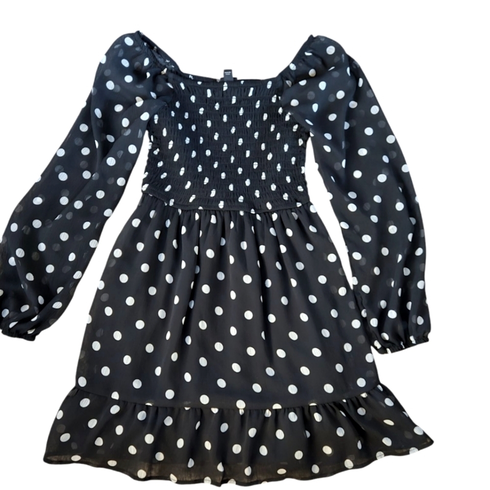 Polka Dot Kids Dress - Black and White art class girls size 8